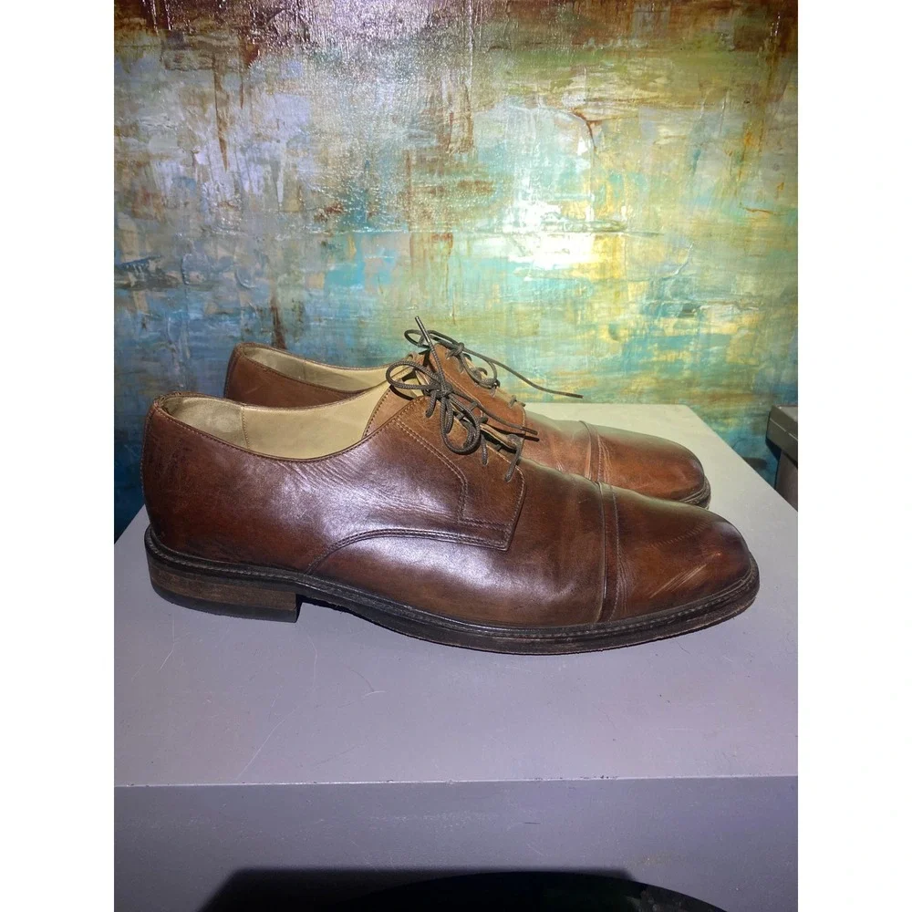 Johnston & Murphy J.M. 1850 Mens 12 M Tan‎ Leather Cap Toe Oxford Shoes 59-11056